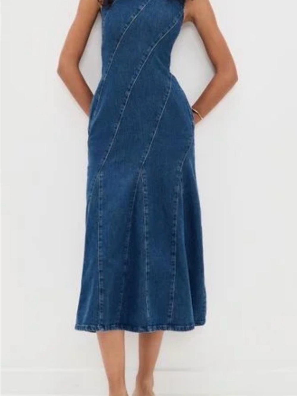 Aligne Raven - Anthropologie - Sleeveless Denim Midi Dress - Dark Blue - NWT - Picture 3 of 14